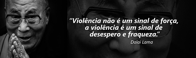 imagem de dalai lama e uma frase falando sobre a violncia