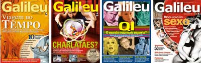 Capa-de-quatro-Revistas-Galileu-sendo-os-titulos-Viagem-no-Tempo-Charlataes-QI-Sexo