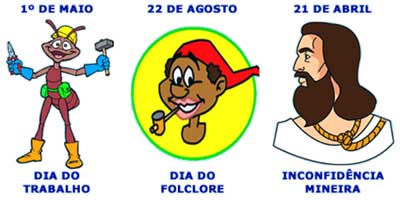 Desenhos-que-segerem-datas-comemorativas-como-Formiga-ttrabalhando-Dia-do-Trabalho-Saci-fumando-Dia-do-Folclore-e-Tiradentes-com-corda-no-pescoco-Dia-da-Inconfidencia-Mineira