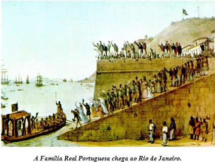 Desenho-da-familia-real-portuguesa-chegando-ao-Brasil