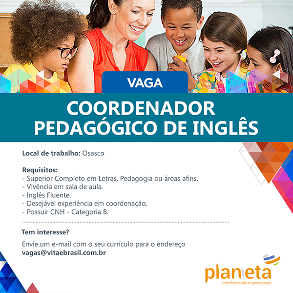 vaga: coordenador pedagogico de ingls